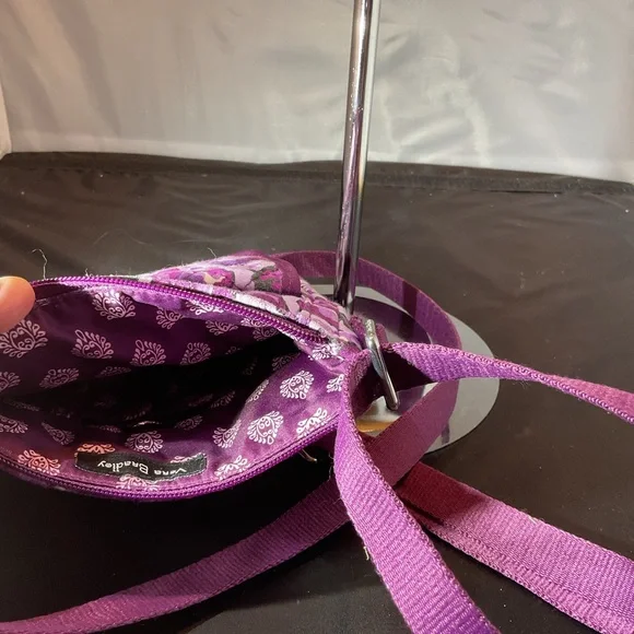 Vera Bradley Purple And Tan Quilted Mailbag Crossbody Purse - Picture 6 of 6